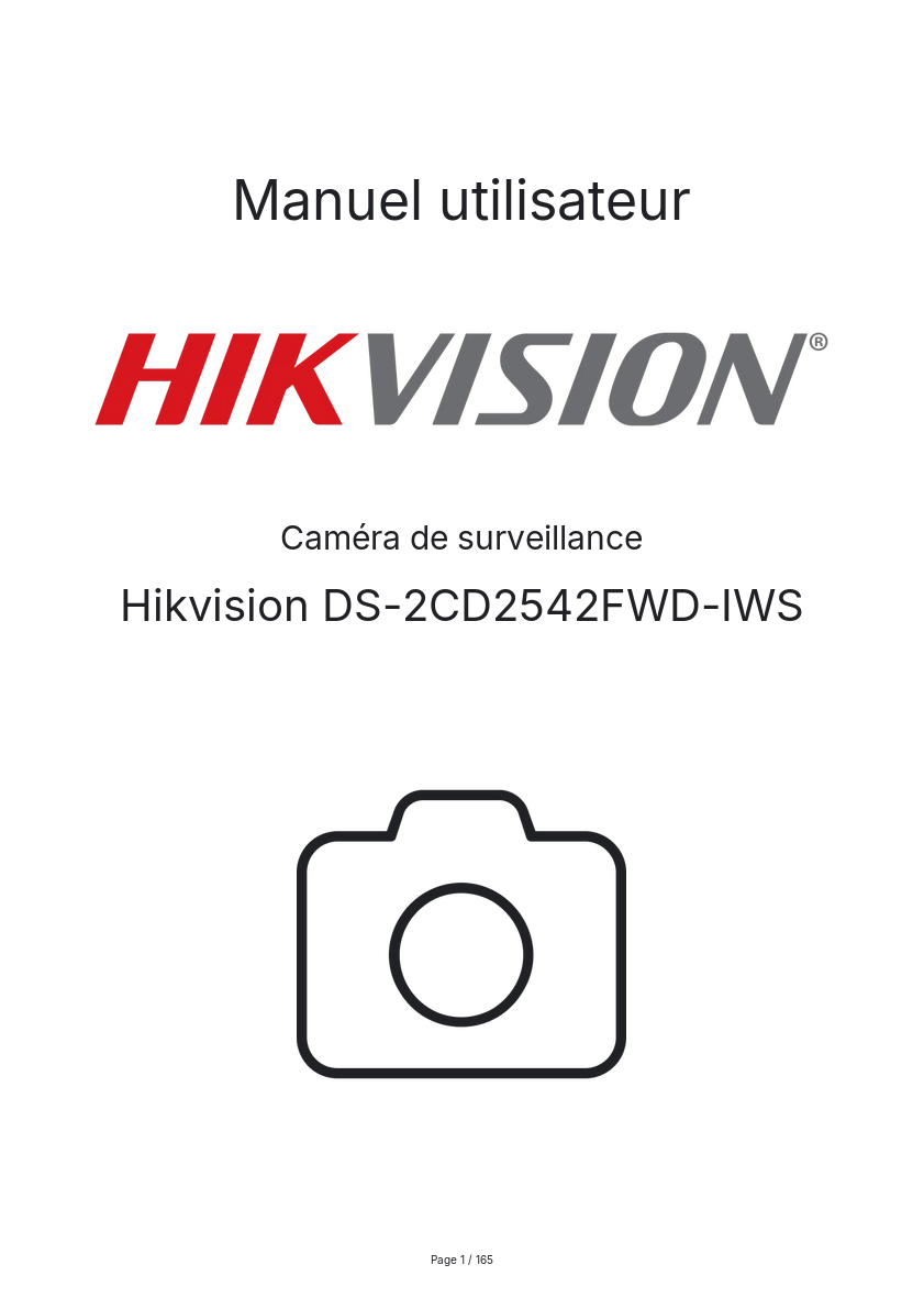 Page n°1 - Manuel utilisateur Hikvision DS-2CD2542FWD-IWS