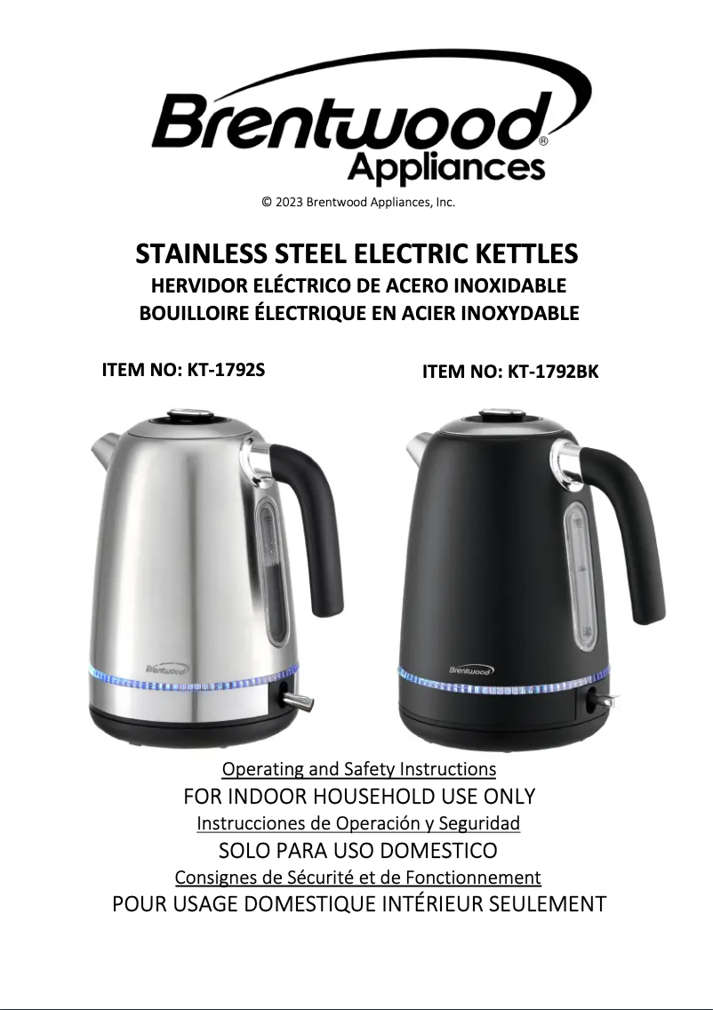 Page n°1 - Manuel utilisateur Brentwood KT-1792BK