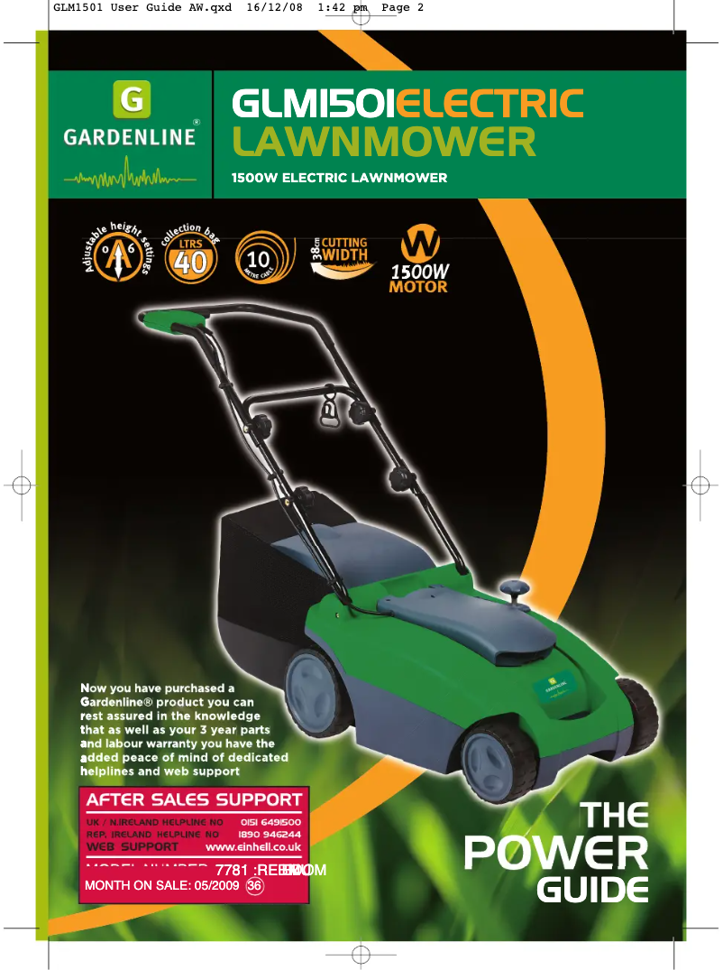 Page 1 de la notice Manuel utilisateur Gardenline GLM 1501