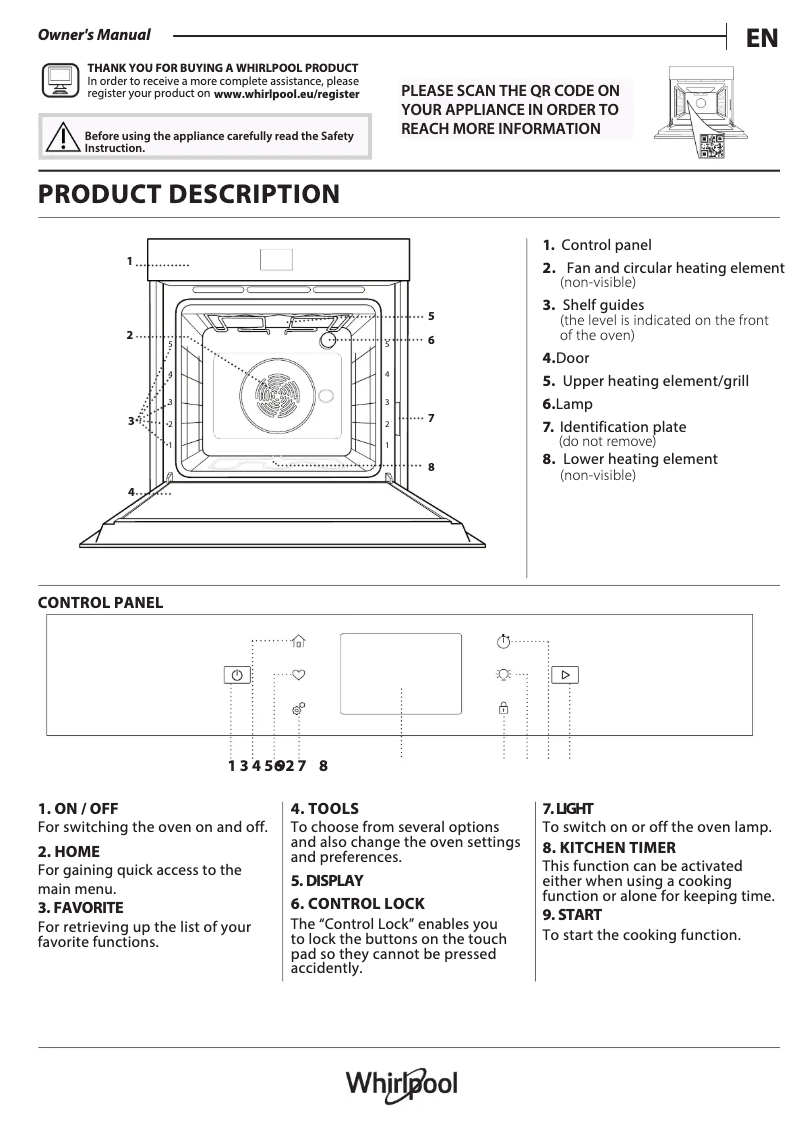Página 1 del manual Guía de instalación Whirlpool WOI118HT2SBA