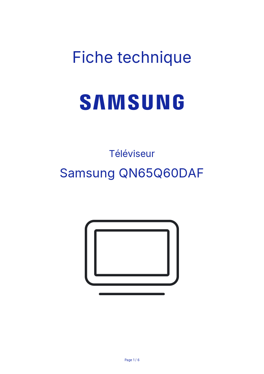 Page n°1 - Fiche technique Samsung QN65Q60DAF