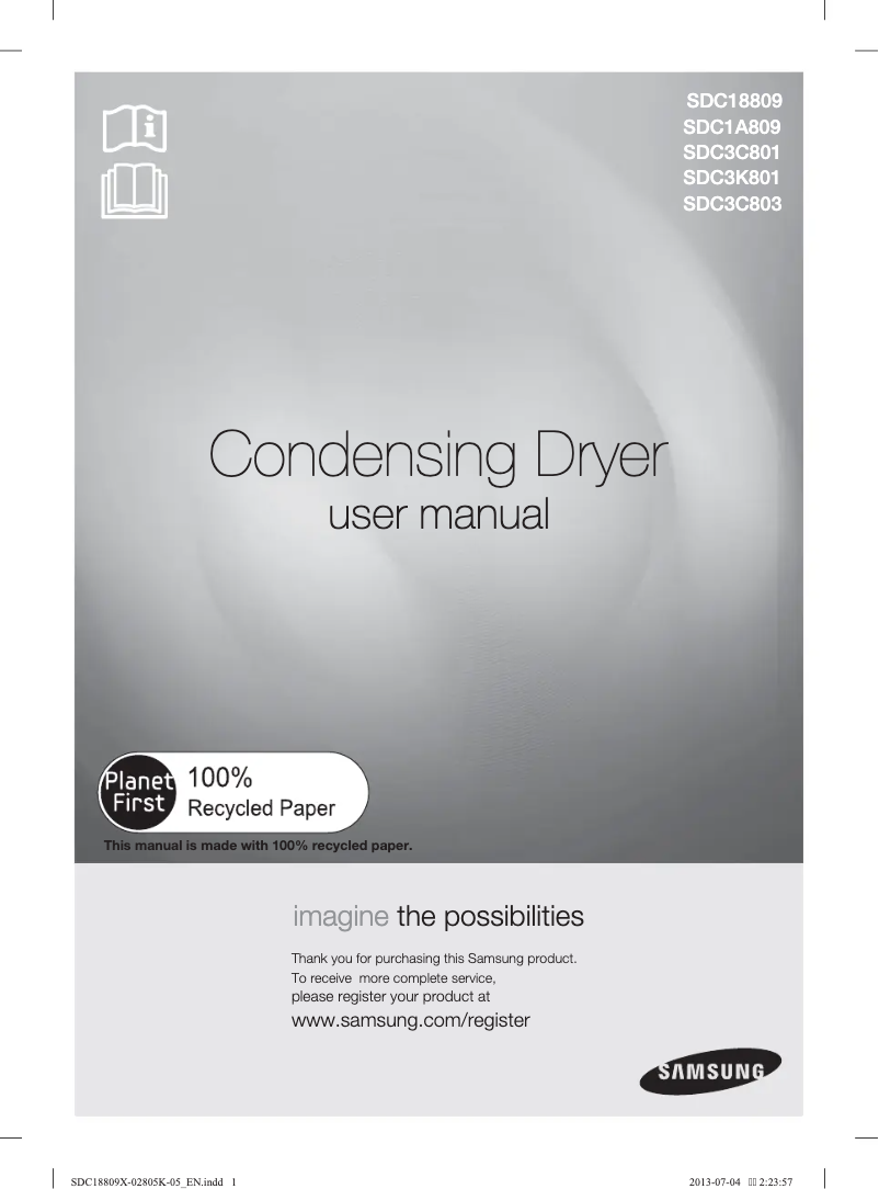 Page 1 de la notice Manuel utilisateur Samsung SDC3C803