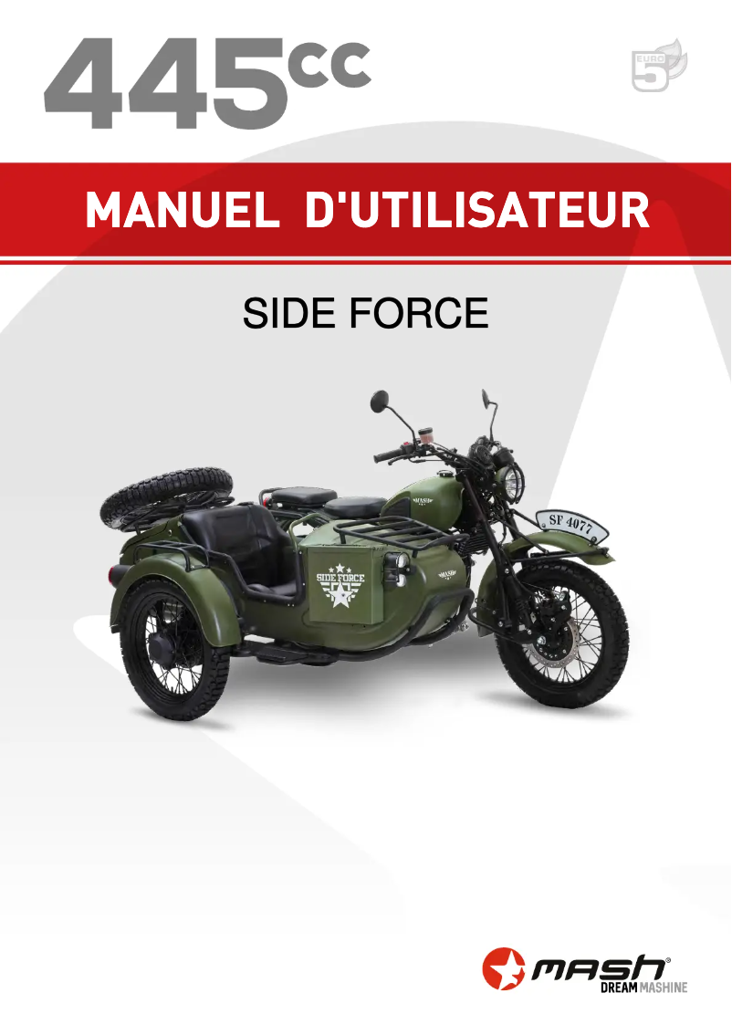 Page 1 de la notice Manuel utilisateur Mash Side Force 50cc (2021)