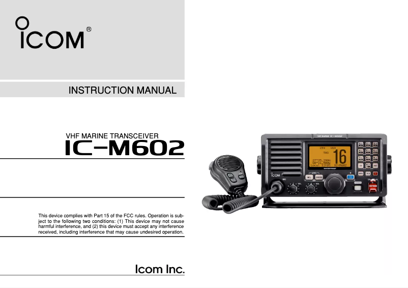 Image de la première page du manuel de l'appareil IC-M602