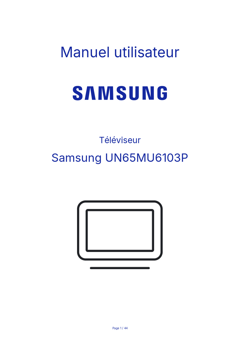 Image de la première page du manuel de l'appareil UN65MU6103P