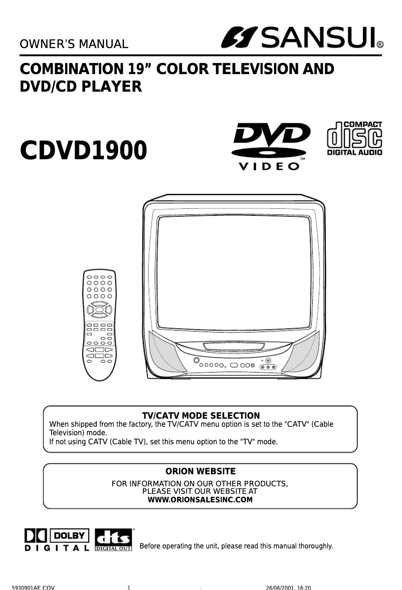 Image de la première page du manuel de l'appareil CDVD1900