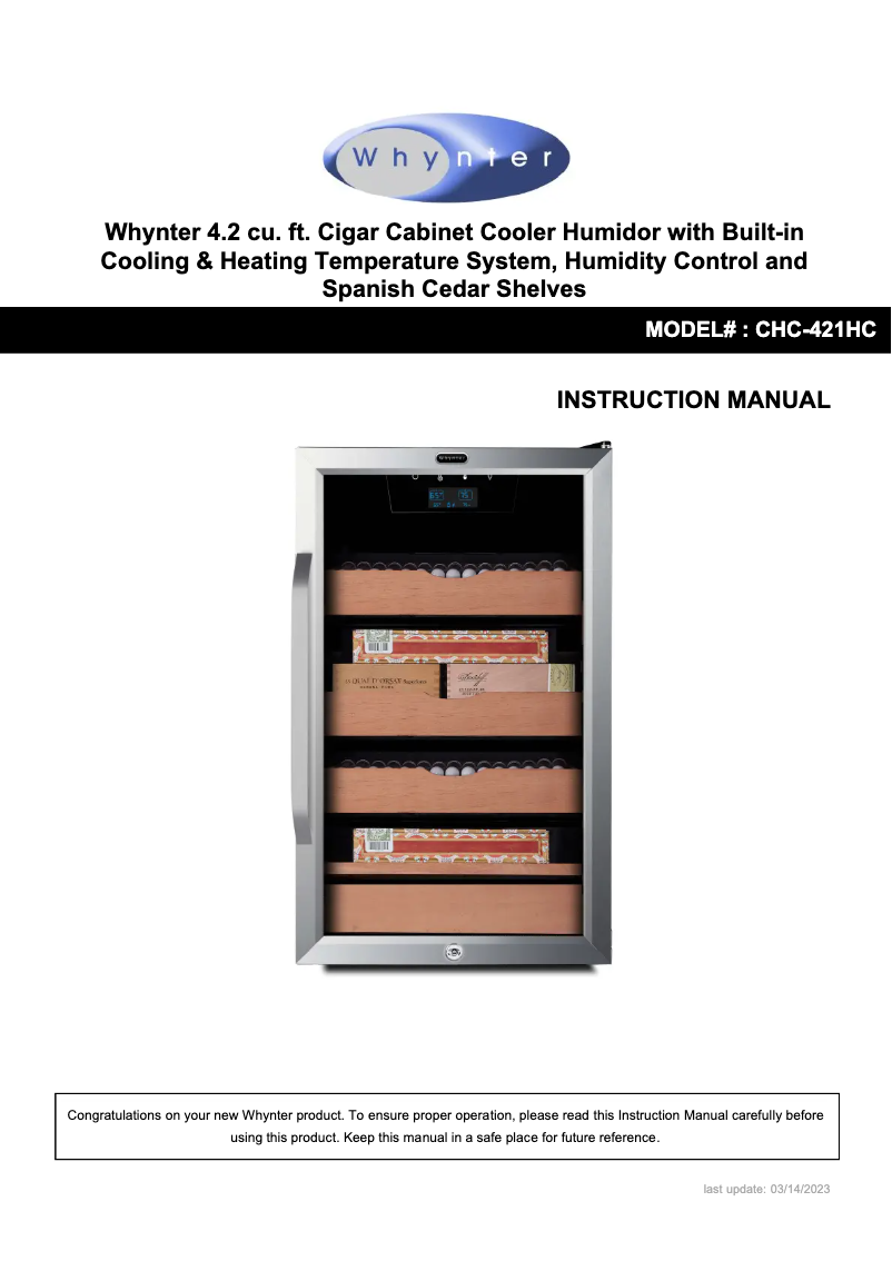 Image de la première page du manuel de l'appareil CHC-421HC