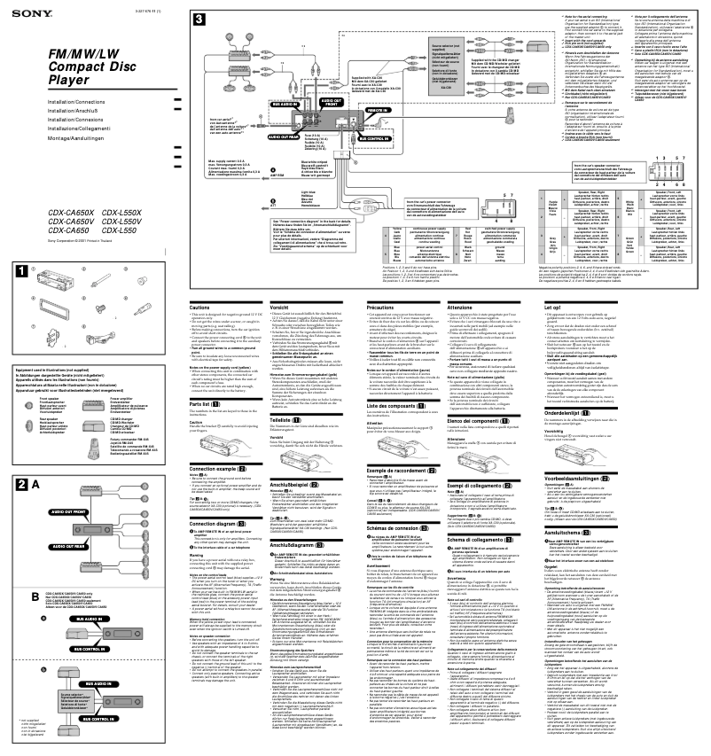 Page n°1 - Guide d'installation Sony CDX-L550