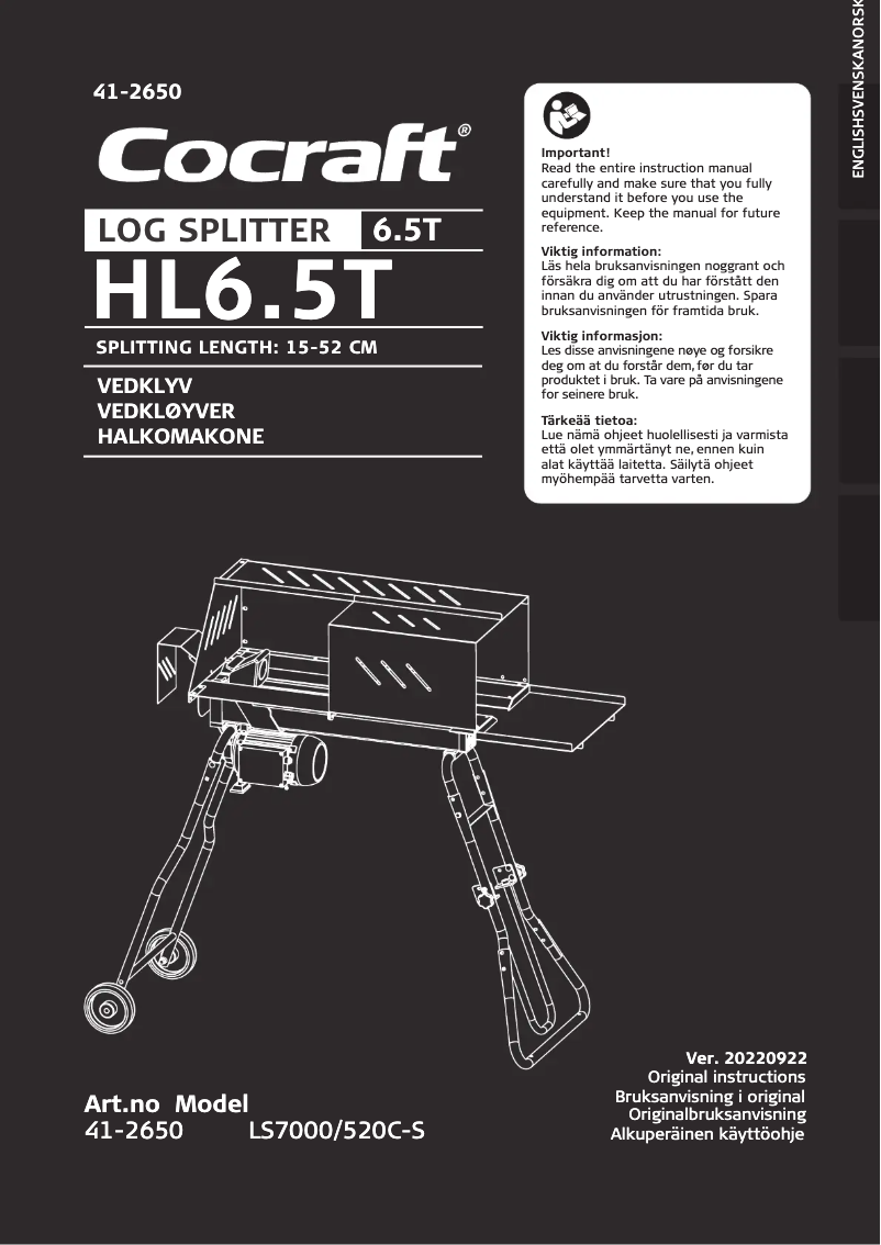 Page n°1 - Manuel utilisateur Cocraft HL6.5T