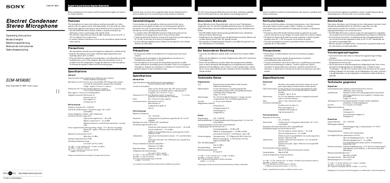 Page 1 de la notice Manuel utilisateur Sony ECM-MS908C