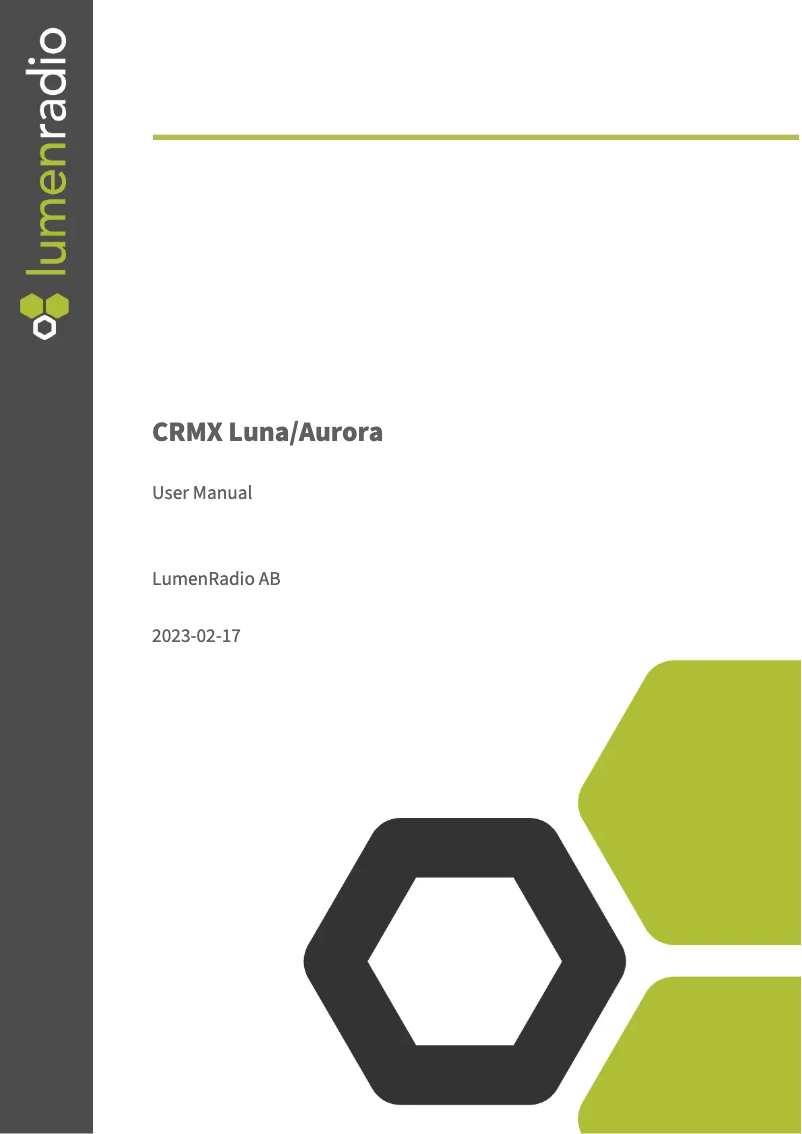 Page n°1 - Manuel utilisateur LumenRadio CRMX Aurora