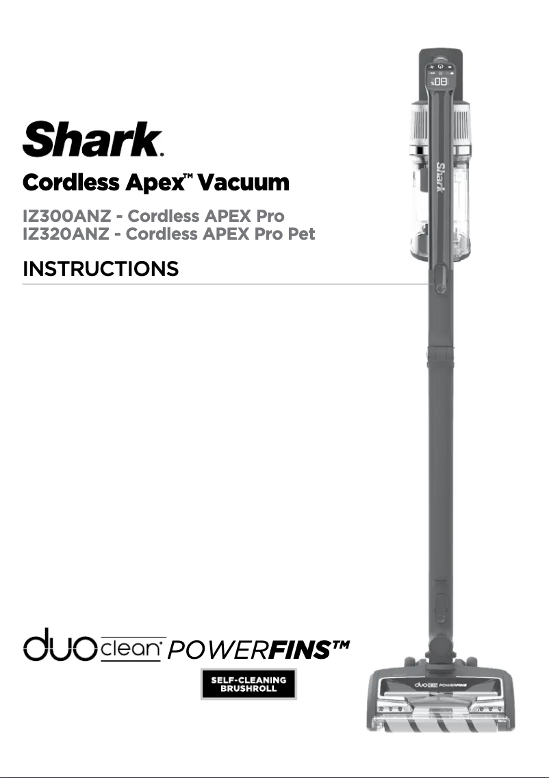 Page 1 de la notice Manuel utilisateur Shark Cordless Apex Pro IZ300