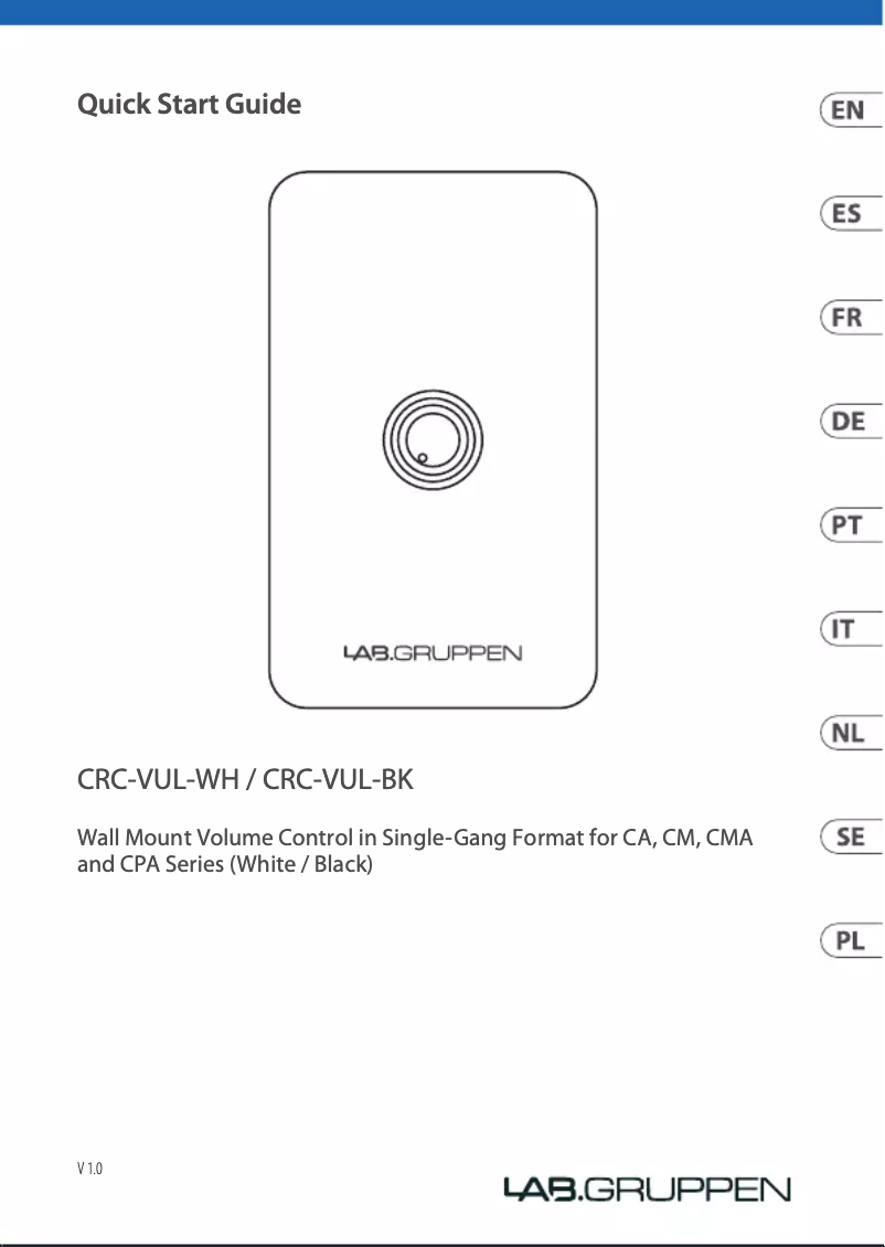 Image de la première page du manuel de l'appareil CRC-VUL-BK