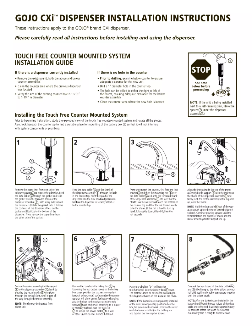 Page n°1 - Manuel utilisateur GOJO CXi