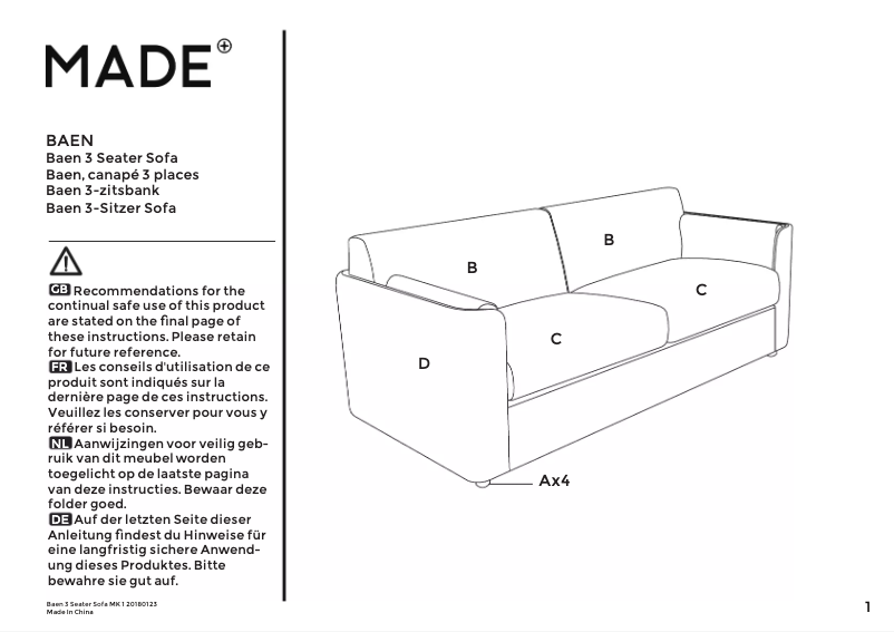 Page 1 de la notice Manuel utilisateur MADE Baen