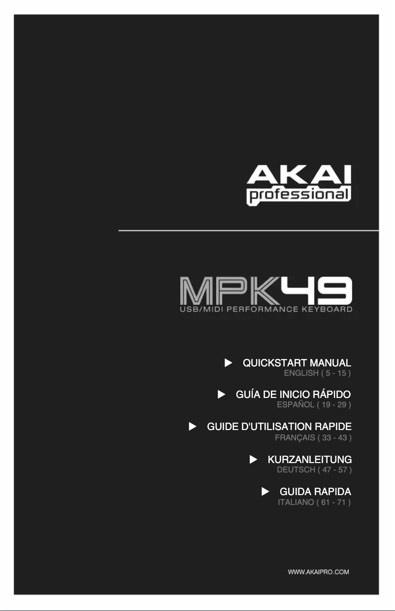 Page 1 de la notice Manuel utilisateur AKAI MPK49