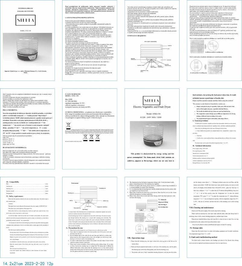 Page n°1 - Manuel utilisateur Stella STSG-520