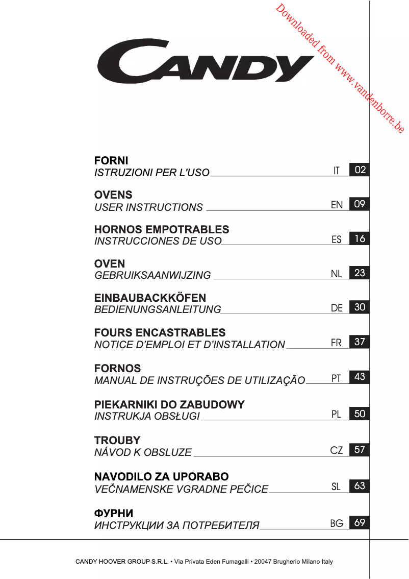 Page n°1 - Manuel utilisateur Candy FCP502X/E