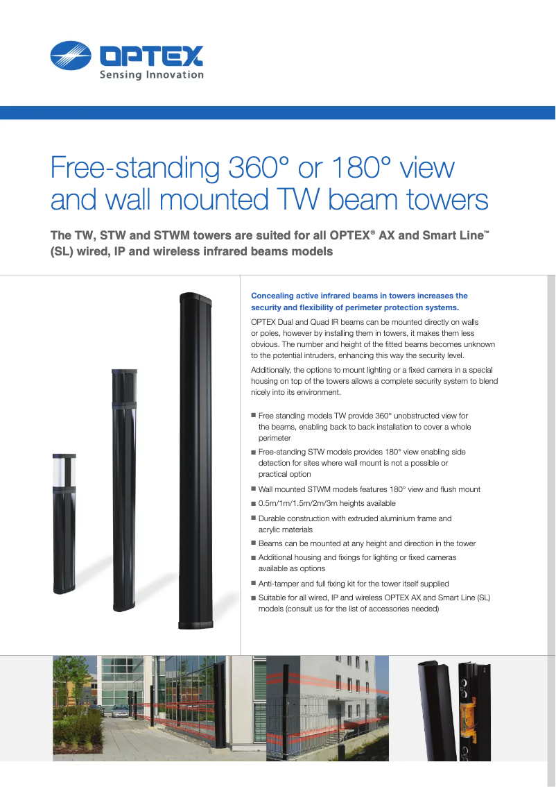 Page 1 de la notice Fiche technique Optex TW100