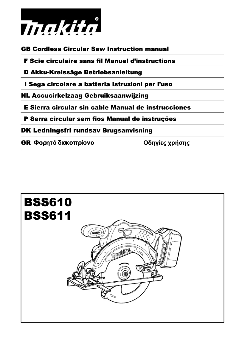 Page 1 de la notice Manuel utilisateur Makita BSS610