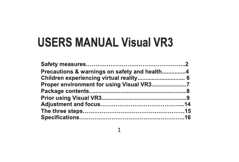 Page n°1 - Manuel utilisateur Allview Visual VR3