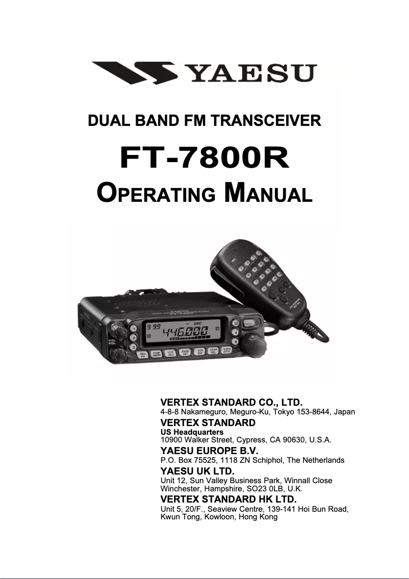 Image de la première page du manuel de l'appareil FT-7800