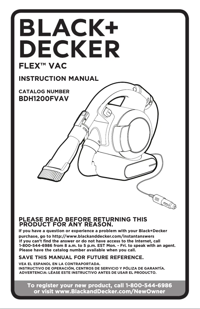 Page 1 de la notice Manuel utilisateur Black & Decker BDH1200FVAV