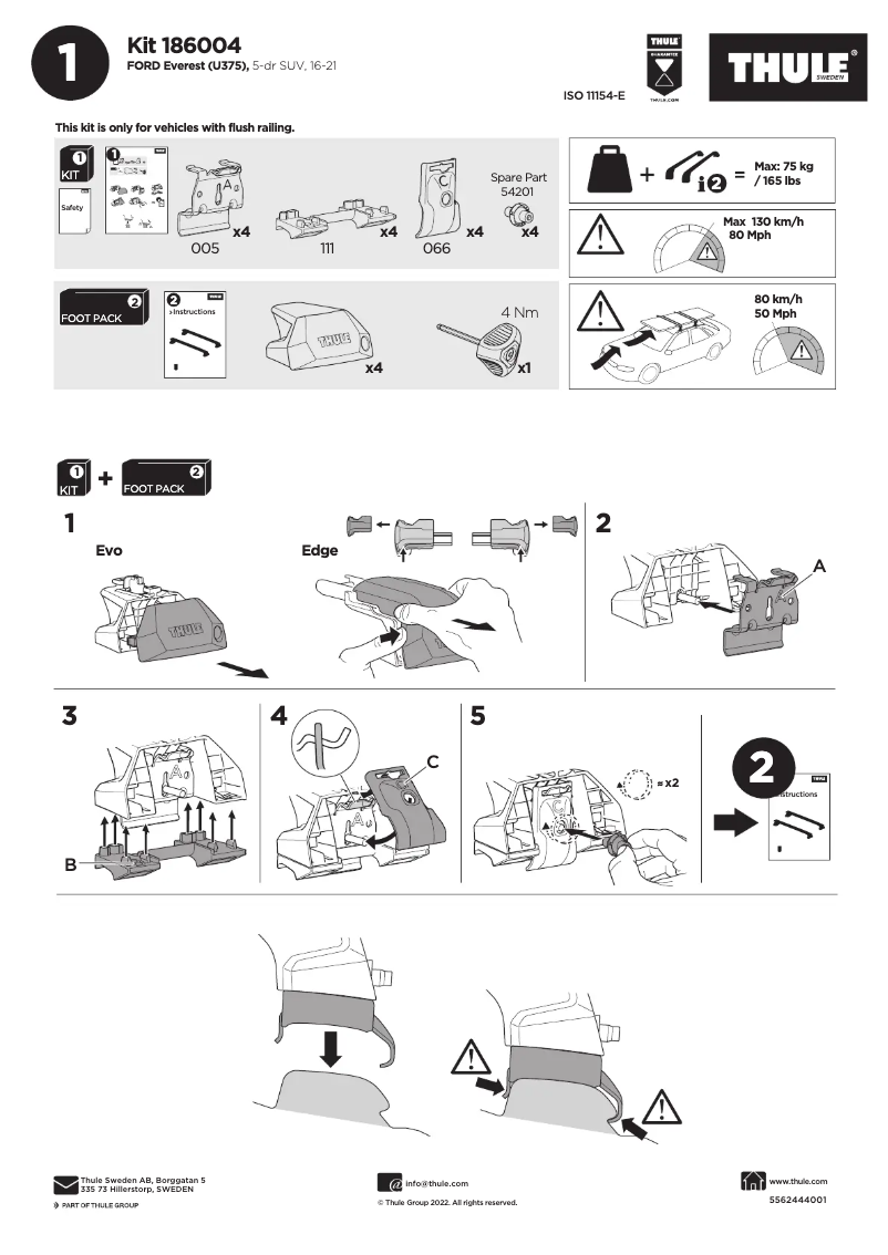 Page n°1 - Manuel utilisateur Thule Kit 186004