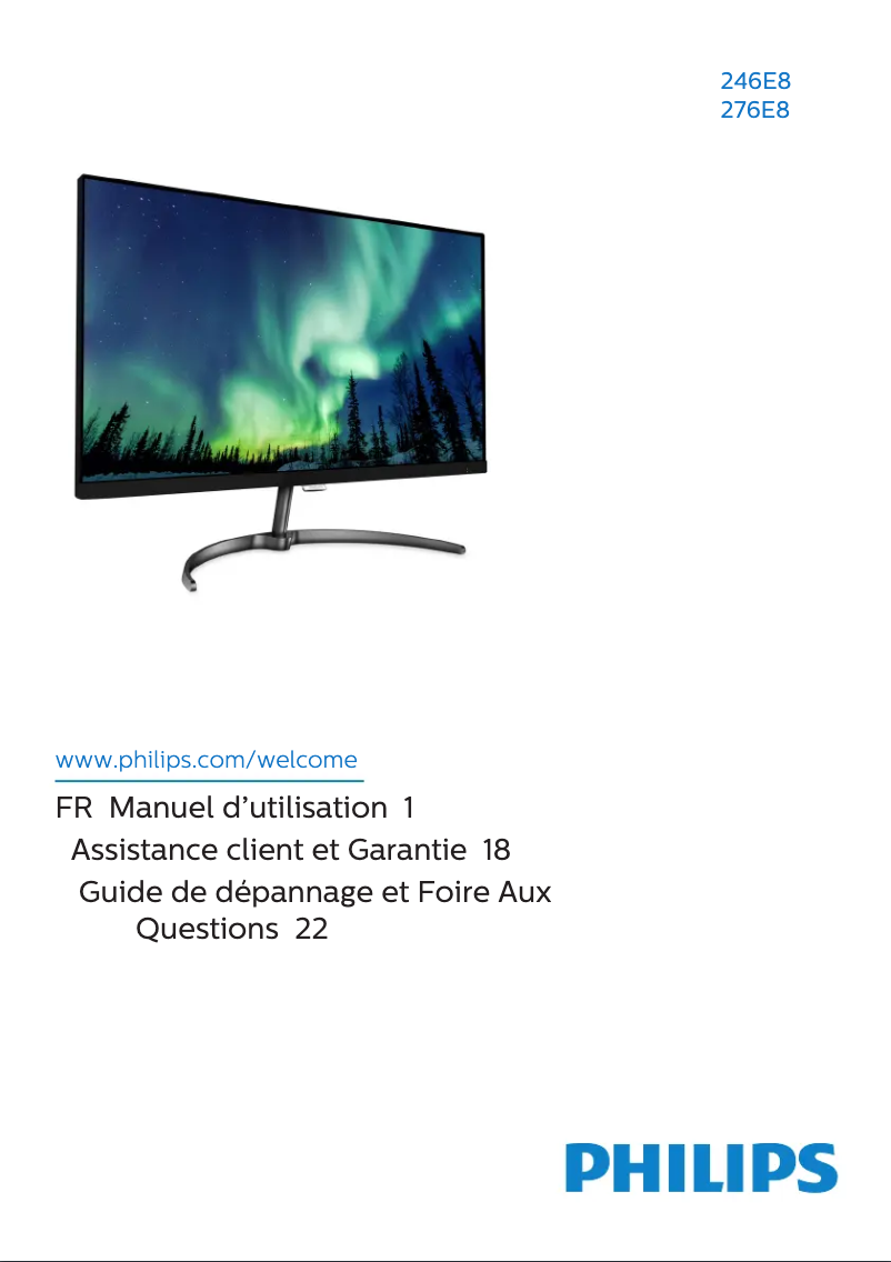 Page 1 de la notice Manuel utilisateur Philips 246E8FJAB