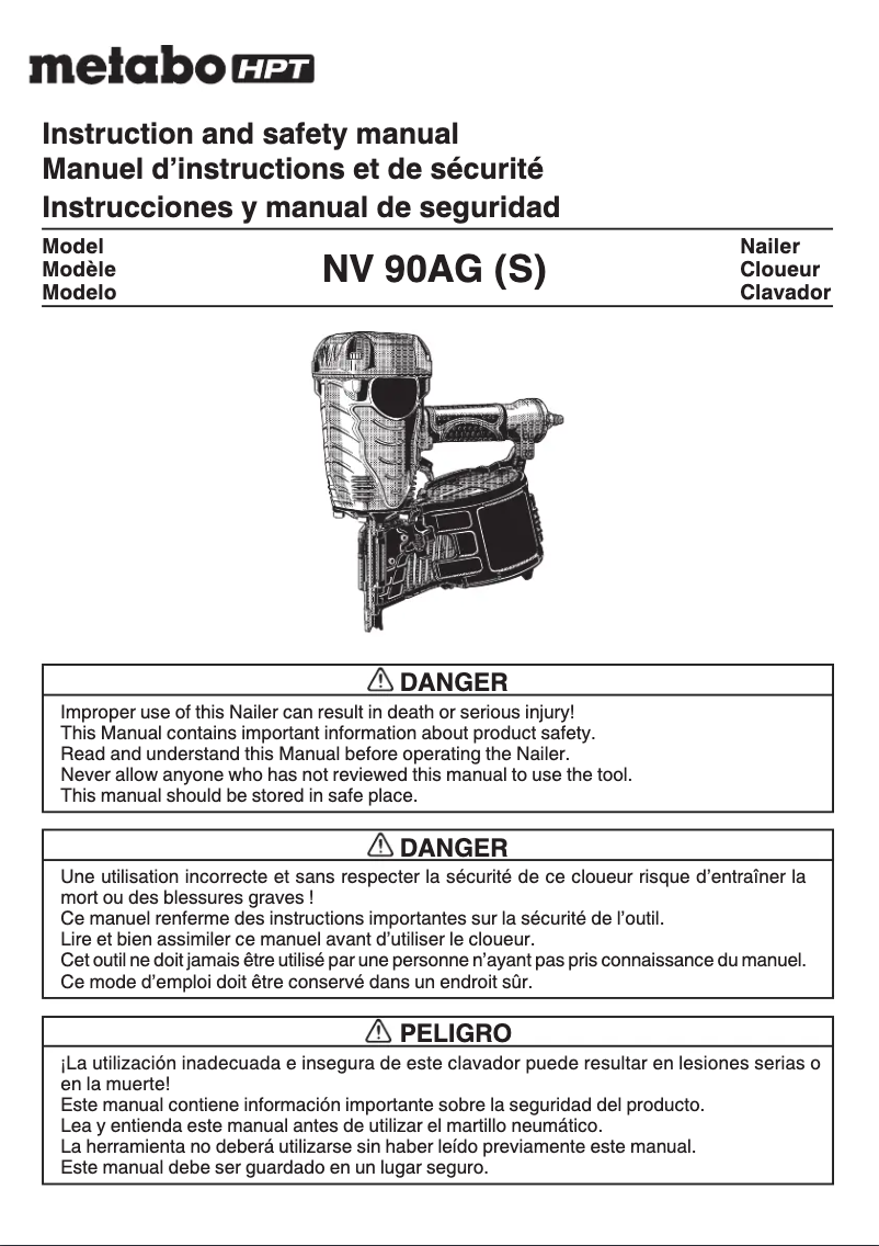 Page n°1 - Manuel utilisateur Metabo NV90AGS