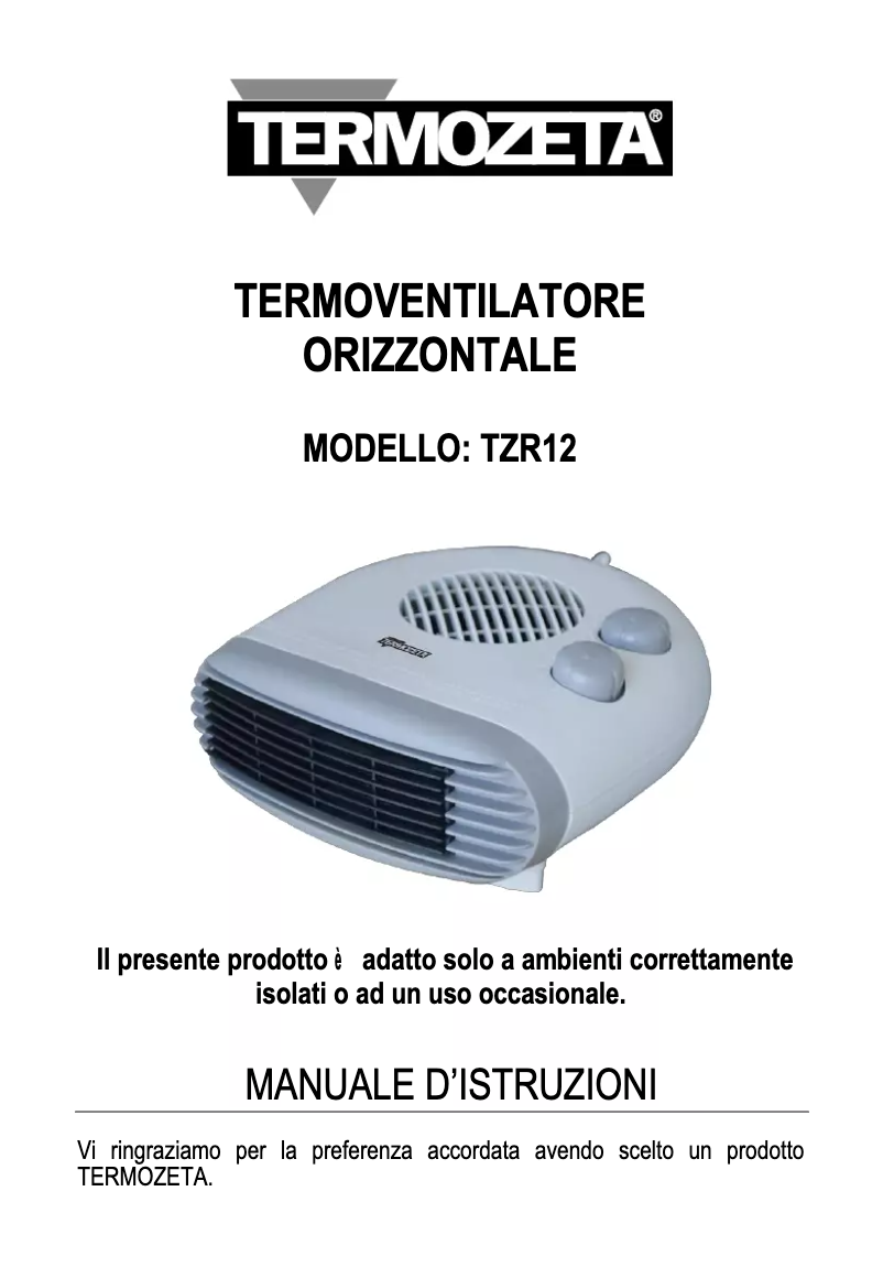Page 1 de la notice Manuel utilisateur Termozeta TZR12