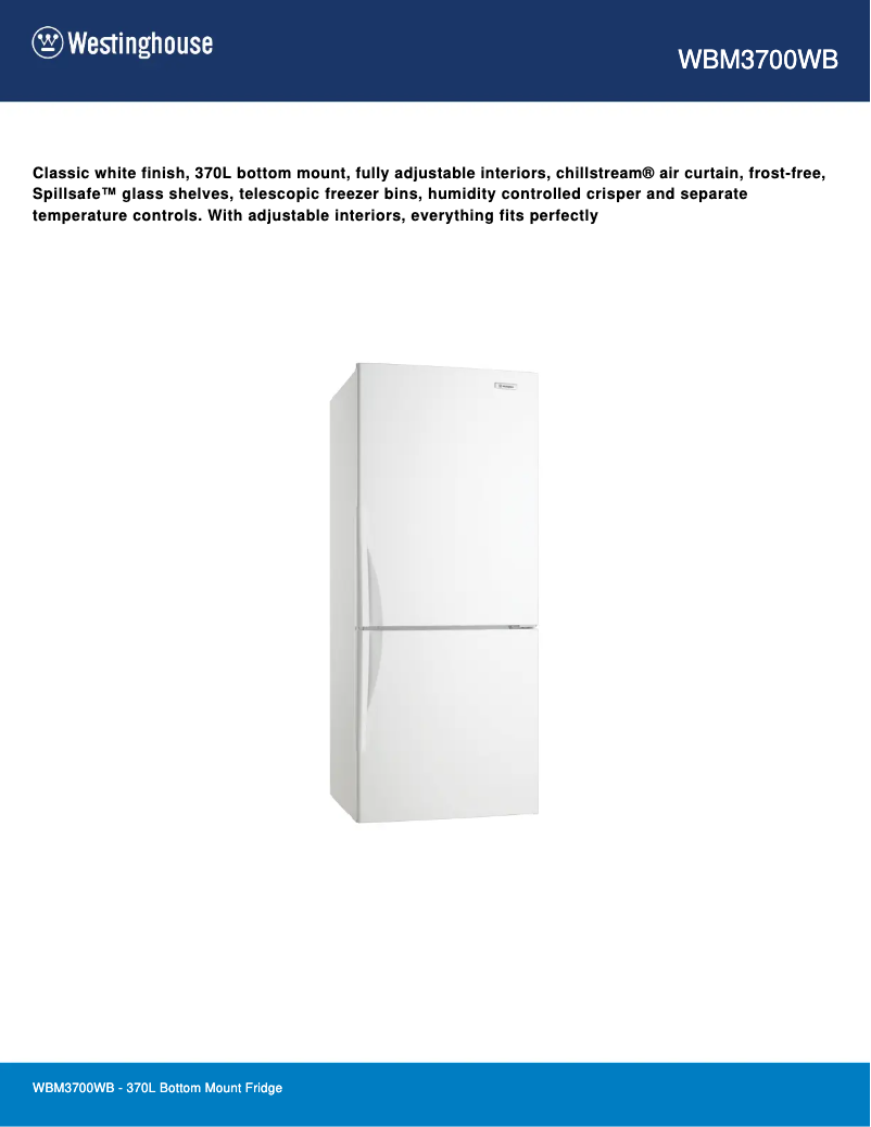 Image de la première page du manuel de l'appareil WBM3700WB