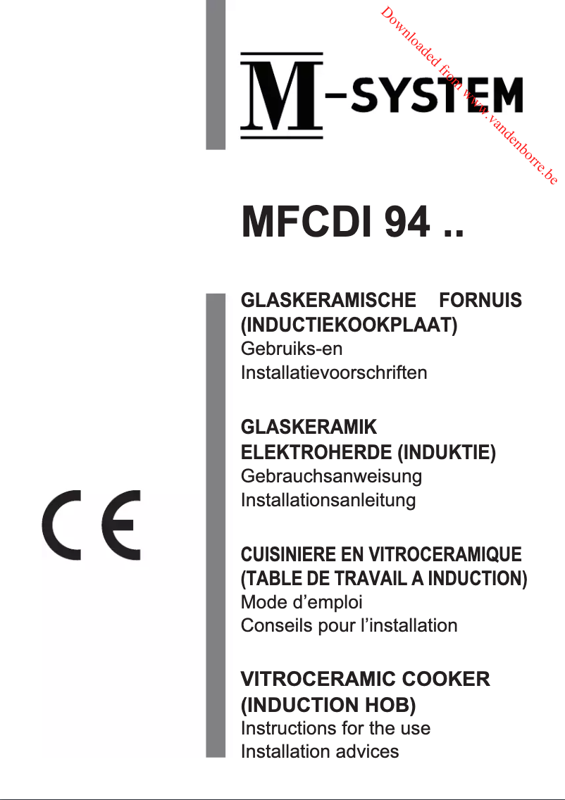 Page n°1 - Manuel utilisateur M-System MFCDI94AN