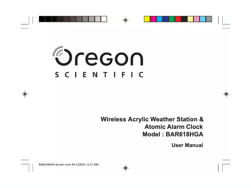 Page n°1 - Manuel utilisateur Oregon Scientific BAR 618HGA