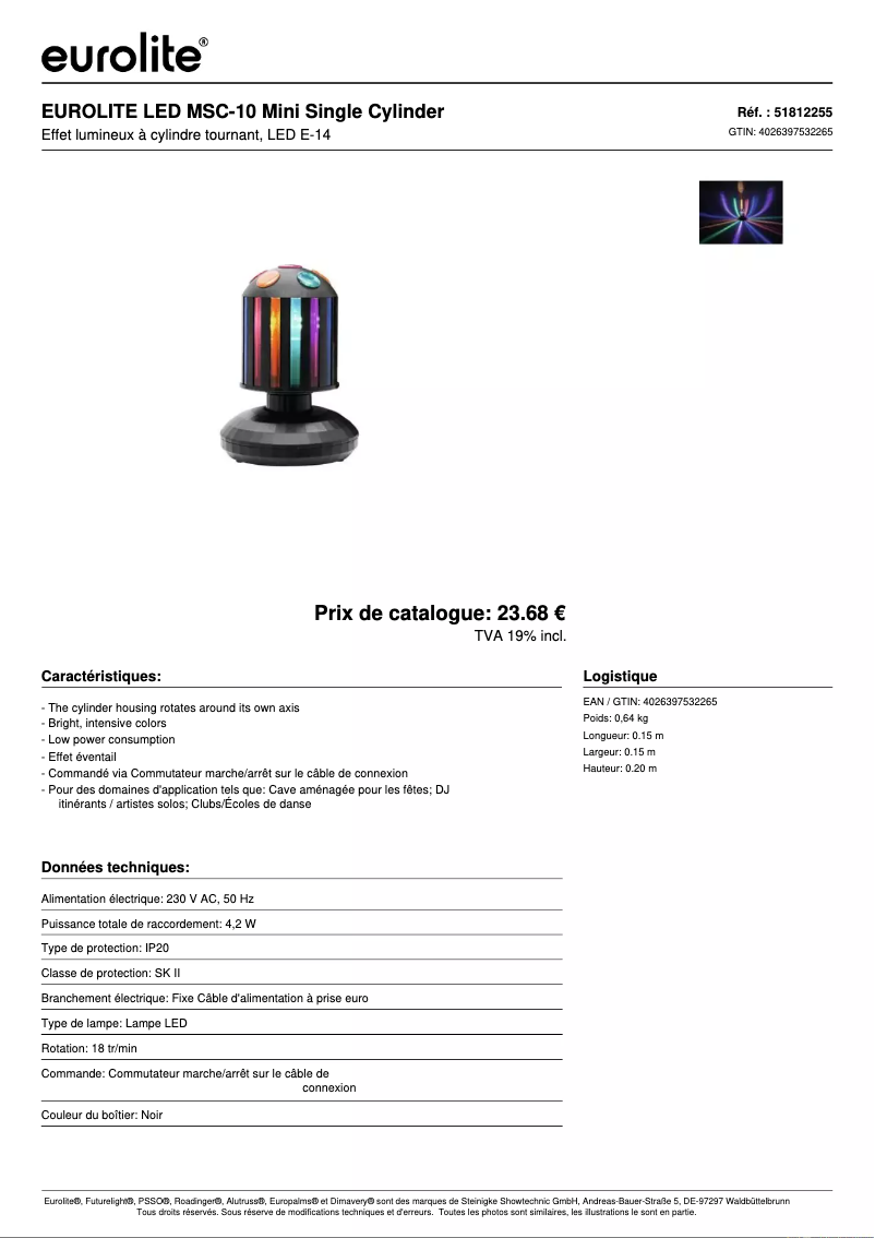 Image de la première page du manuel de l'appareil LED MSC-10