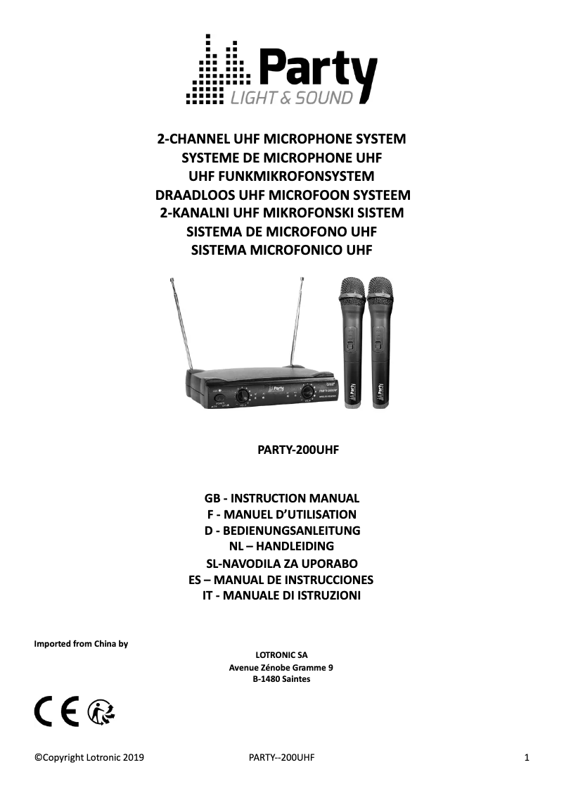 Page 1 de la notice Manuel utilisateur Madison PARTY-200UHF