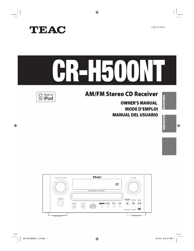 Page 1 de la notice Manuel utilisateur Teac CR-H500NT B