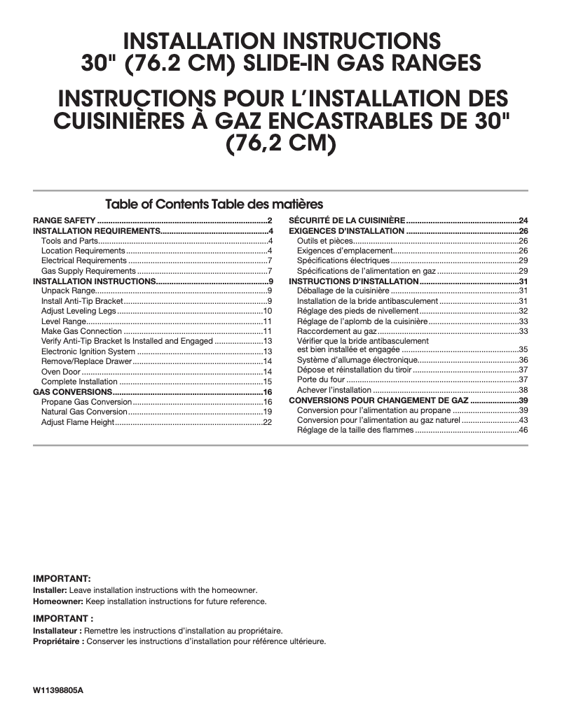 Page n°1 - Guide d'installation KitchenAid KSGG700EBS