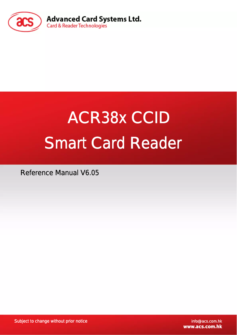 Image de la première page du manuel de l'appareil ACR38U-N1