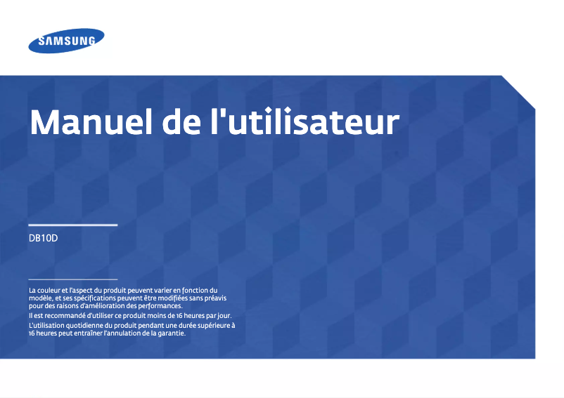 Page 1 de la notice Manuel utilisateur Samsung DB10D