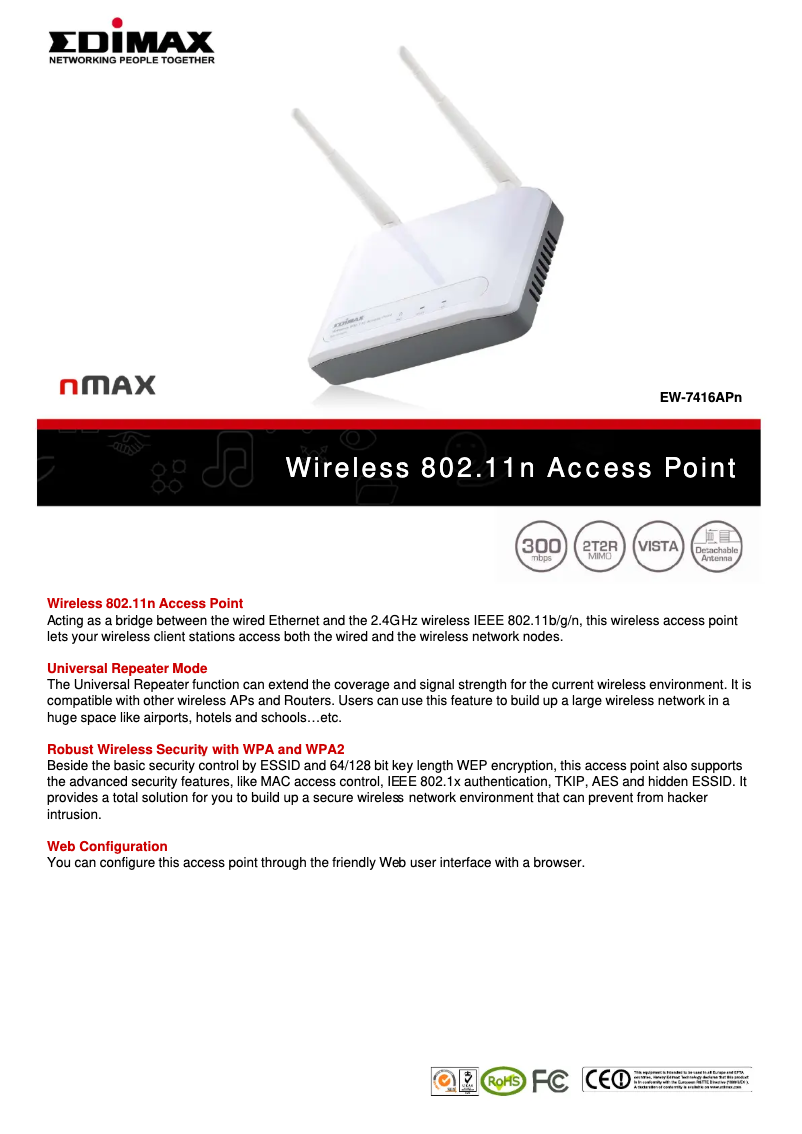 Image de la première page du manuel de l'appareil EW-7416APn