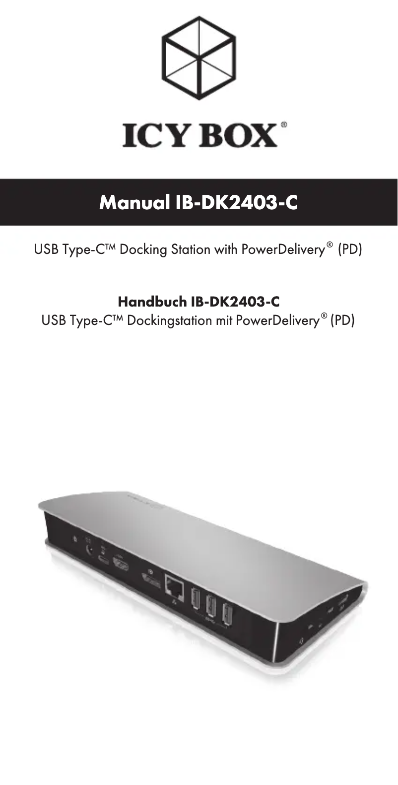 Page 1 de la notice Manuel utilisateur Icy Box IB-DK2403-C