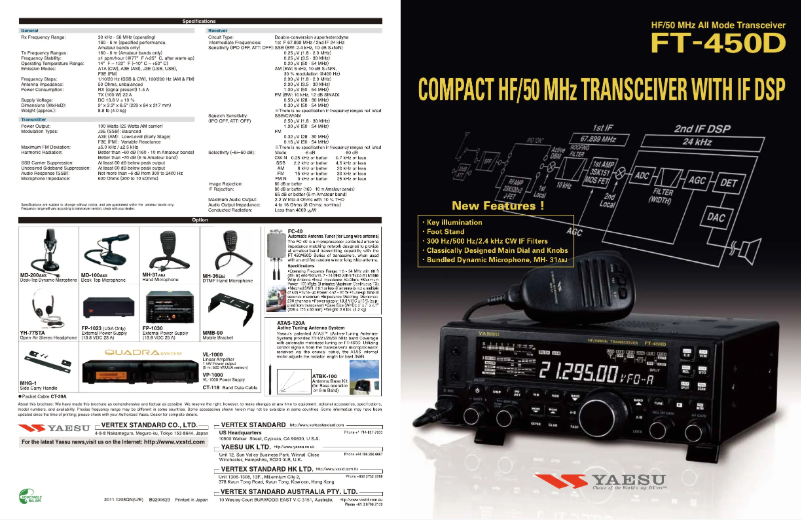 Page 1 de la notice Brochure Yaesu FT-450D
