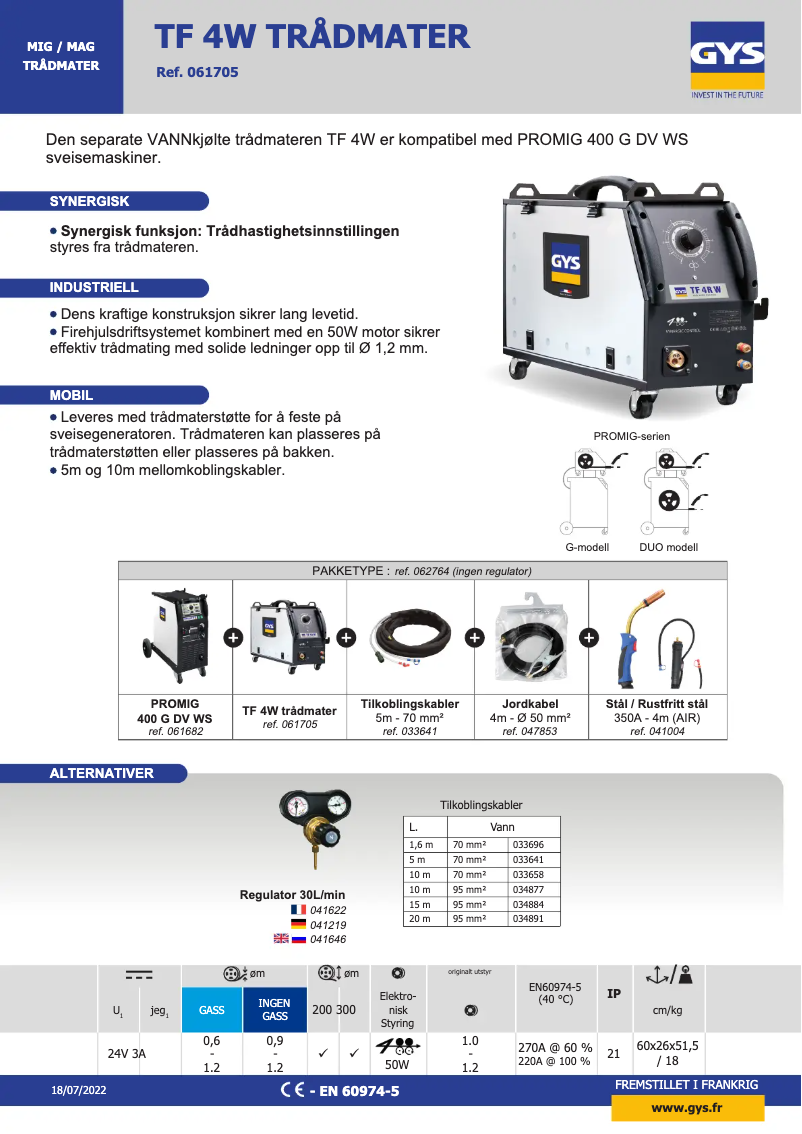 Page n°1 - Fiche technique GYS TF 4W