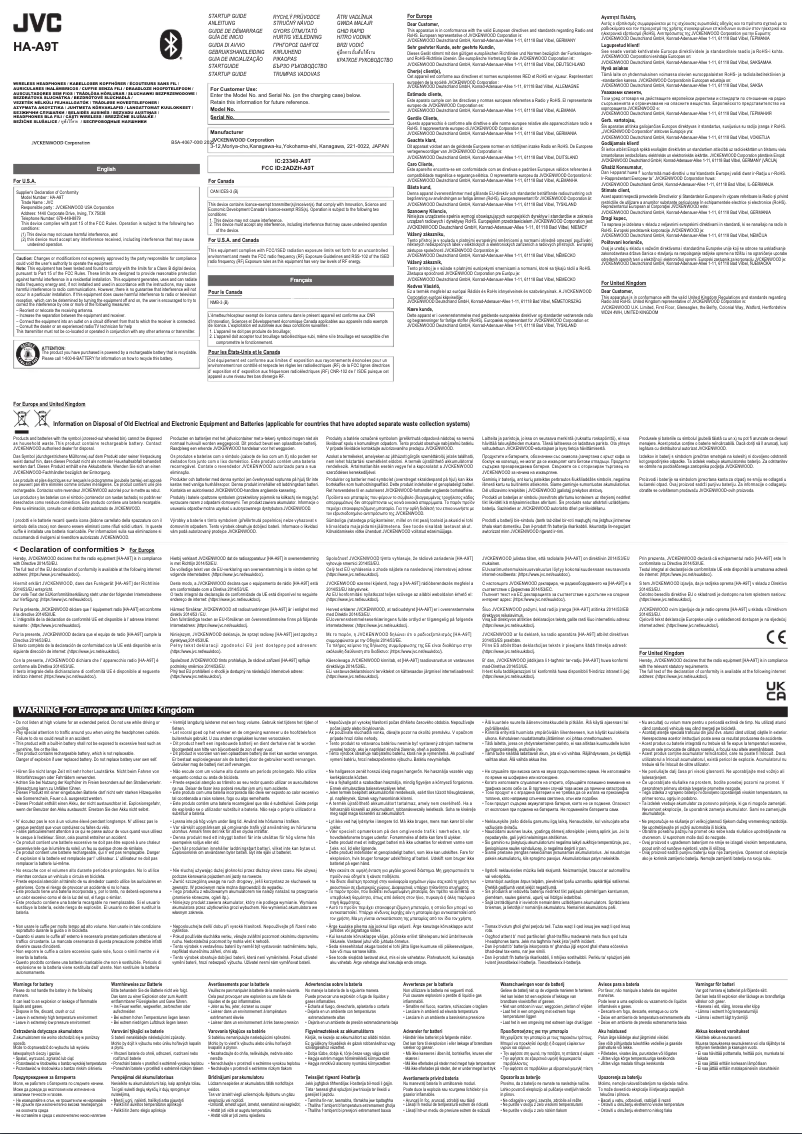 Page 1 de la notice Manuel utilisateur JVC HA-A9T