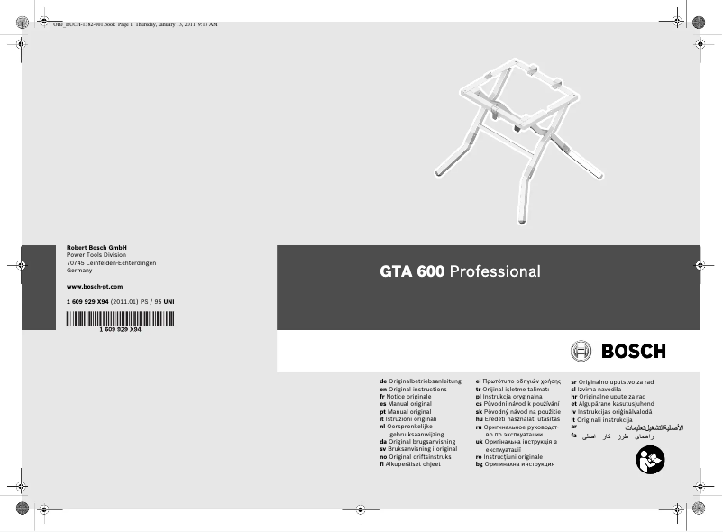Página 1 del manual Manual de usuario Bosch GTA 600 Professional