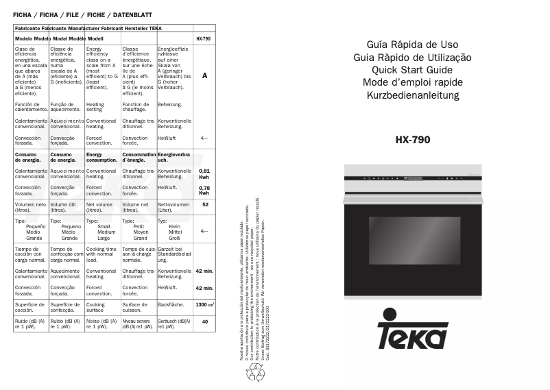 Page 1 de la notice Manuel utilisateur Teka HX 790