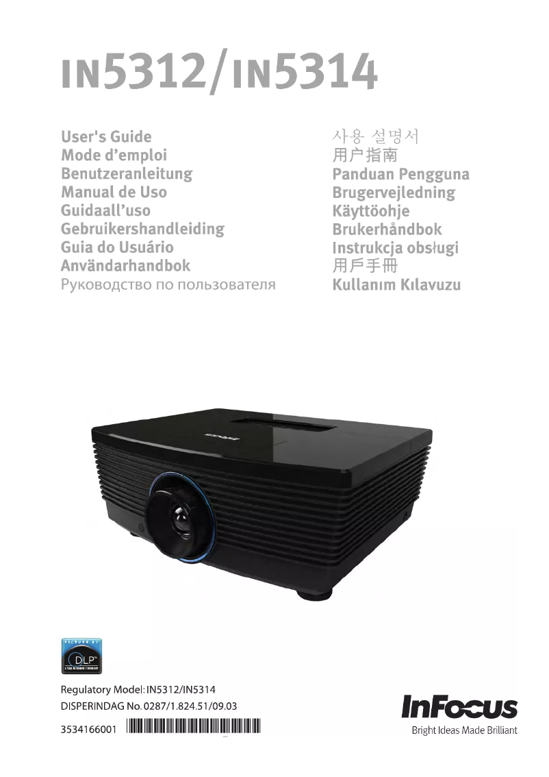 Page n°1 - Manuel utilisateur InFocus IN5314 data projector