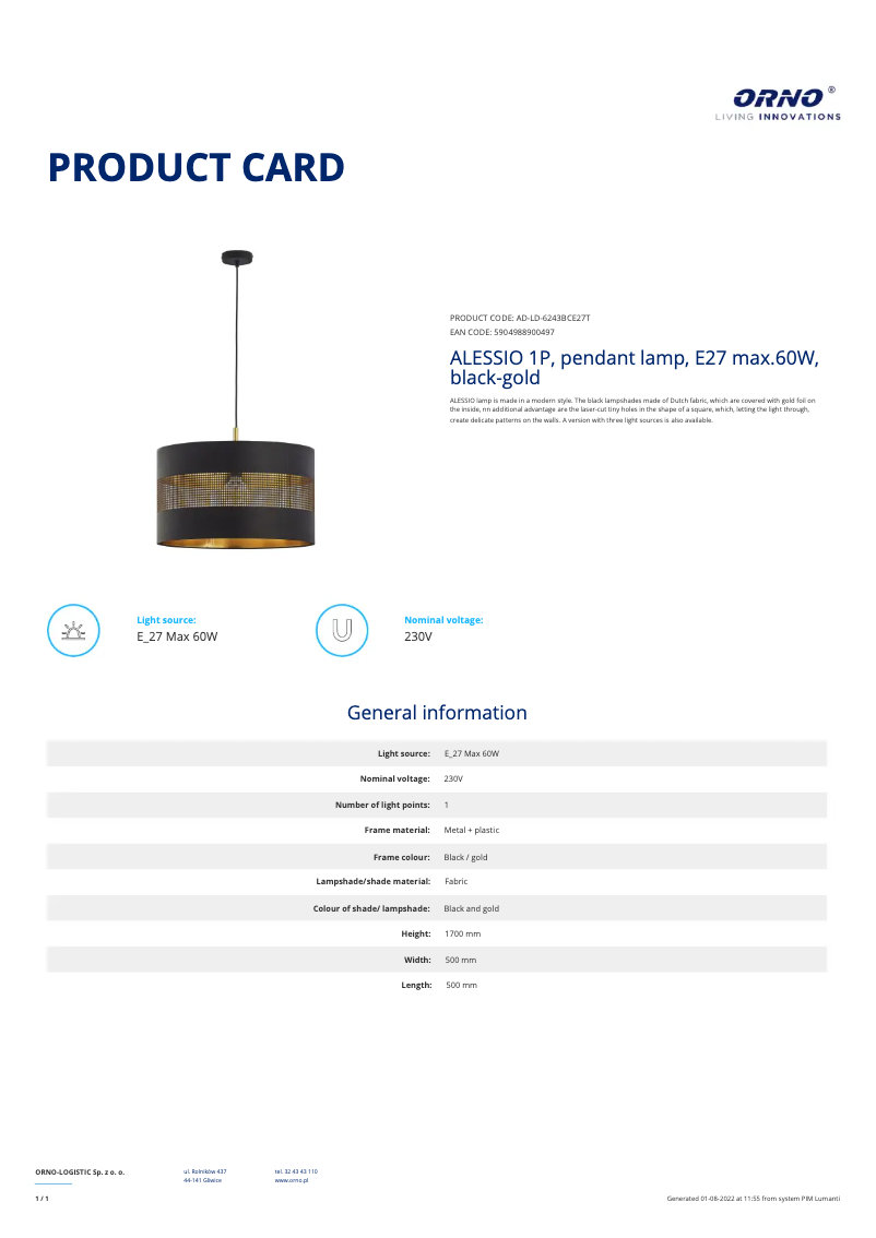 Image de la première page du manuel de l'appareil AD-LD-6243BCE27T