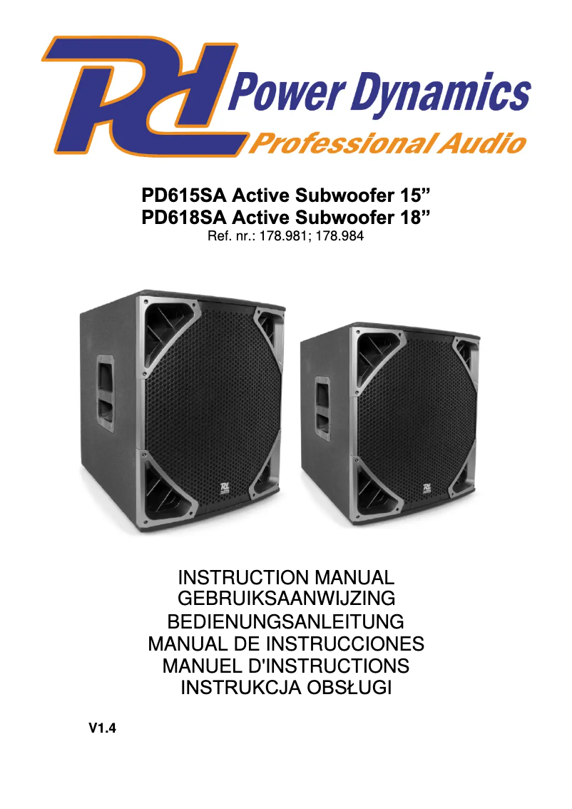 Page n°1 - Manuel utilisateur Power Dynamics PD618SA